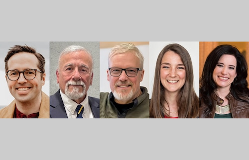 Meet some of the Onondaga County candidates who emerged in the 2025 Blue Wave. From left to right: Gregg Ericksen, Raul Huerta, Ken Stoneburg, Ellen Magnarelli Terrien and Nicole Watts.