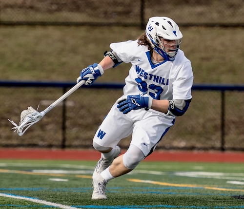 Casey Rogers, pictured here at Westhill High School during a game in 2017, tried out for two professional lacrosse teams after being cut by the Buffalo Bills in September. 