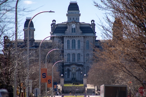 The Hall of Languages, on Syracuse University's campus on March 27 in Syracuse, New York.