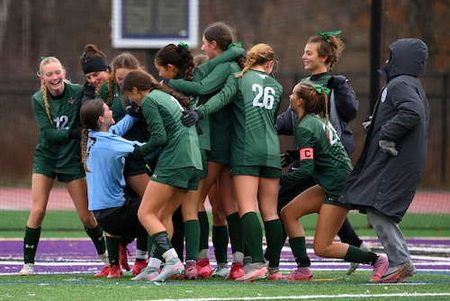 Girls soccer action