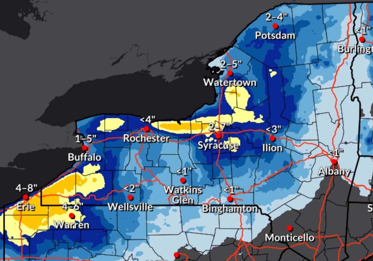 Upstate New York sees first lake effect snow of the season