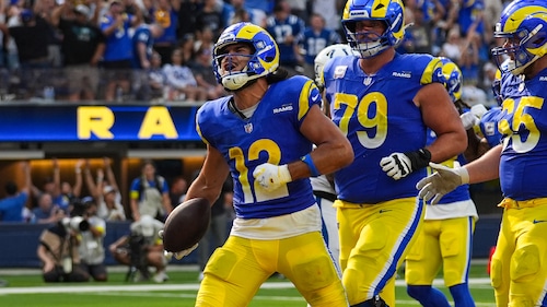 Los Angeles Rams WR Puka Nacua celebrating touchdown vs. Indianapolis Colts (2025)