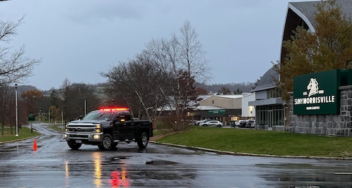 Police are blocking off the SUNY Morrisville campus after one person was shot inside South Hall on Monday, Nov. 3, 2025.