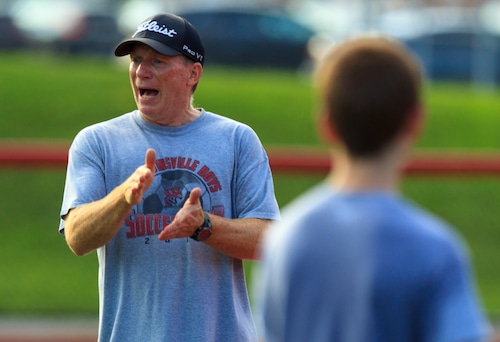 Coach Scheemaker yells at players