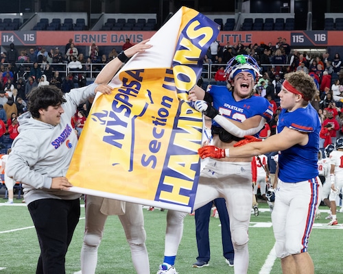 ITC and New Hartford play during the NYSPHSAA Section III Class B football championship at the JMA Wireless Dome on Saturday, November 15, 2025.