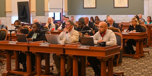 Dan Romeo (right), Charles Garland (center) and Minority Leader Nodesia Hernandez at the Onondaga County Legislature meeting on Thursday, Nov. 6. It was the first meeting since the election. (Charlie Miller | cmiller@syracuse.com)
