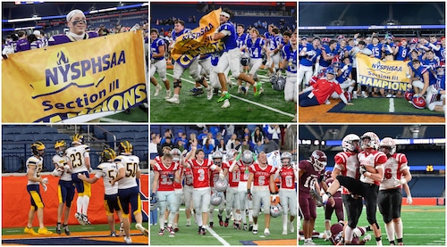 Clockwise from top left: Christian Brothers Academy, Whitesboro, New Hartford, Morrisville-Eaton, Lowville and General Brown were crowned Section III champions.