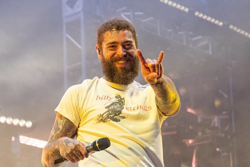 NAPA, CALIFORNIA - MAY 26: Rapper, singer and songwriter Post Malone performs live on stage during BottleRock at Napa Valley Expo on May 26, 2023 in Napa, California. (Photo by Jim Bennett/Getty Images)