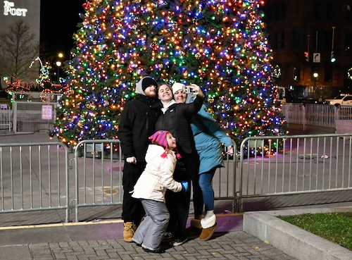 Clinton Square Christmas tree lighting, Friday November 29, 2024 in Syracuse, NY. (Robert Grossman | Contributing Photographer)
