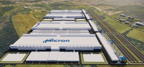 Micron Technology plans to build a massive chipmaking complex in the town of Clay. This concepual rendering shows the scale of the development, which could be several times larger than the New York State Fairgrounds.