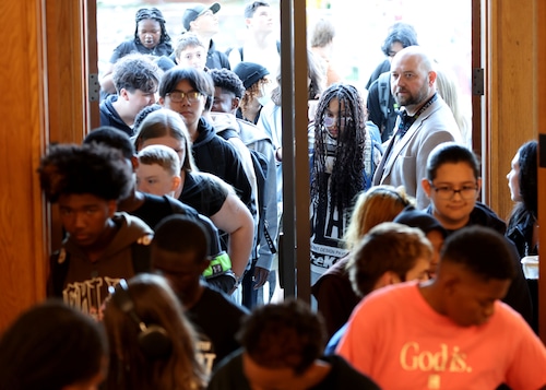 Wednesday, Sept. 3, marked the first day of classes at the Syracuse STEAM high school, formerly known as Central High, in downtown Syracuse. Dennis Nett | dnett@syracuse.com