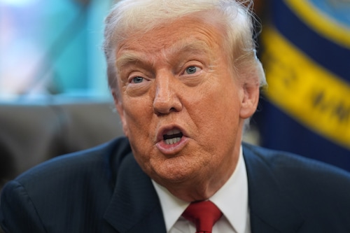 President Donald Trump talks after meeting with New York City Mayor-elect Zohran Mamdani in the Oval Office of the White House, Friday, Nov. 21, 2025, in Washington. (AP Photo/Evan Vucci)
