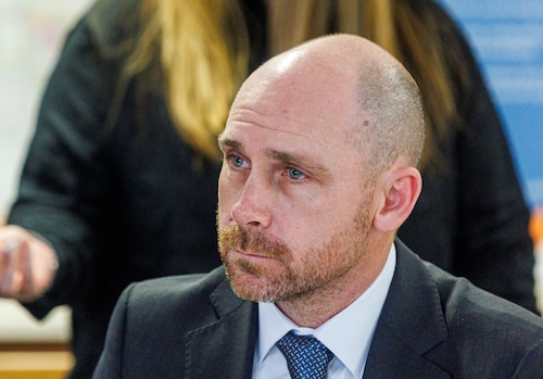 Real estate consultant Ryan Benz was sworn in to the Syracuse Housing Authority board Thursday, March 20 , 2025. (N. Scott Trimble | strimble@syracuse.com)