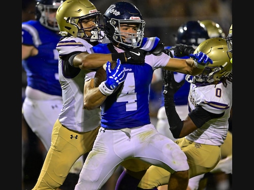 Whitesboro's Connor McDonald, shown here in action vs. Christian Brothers Academy earlier this season, scored all three of his team's touchdowns in a 46-22 loss to Union-Endicott in the a state Class A regional Friday.