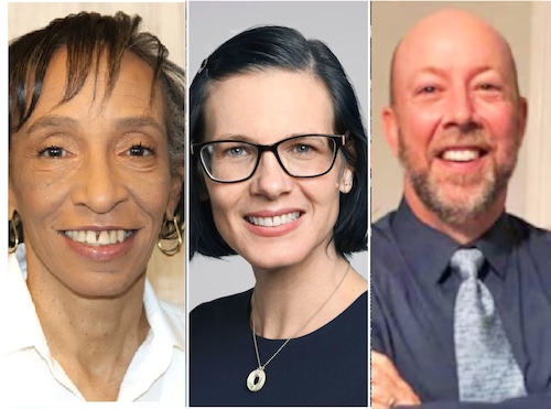 Incumbents Twiggy Billue (left) and Karen Cordano (center) along with newcomer Michael Root (right) won the three seats for the Syracuse City School District Board of Education on Tuesday, Nov. 3, 2025