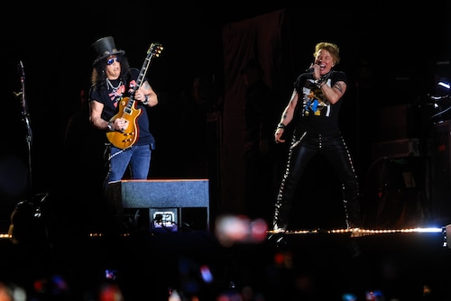 Slash and Axl Rose of Guns N Roses perform, during a show as part of the 'Hell & Heaven 2023' at Foro Pegaso on November 5, 2023 in Toluca, Mexico. (Photo by Luis Gutierrez/Norte Photo/Getty Images)