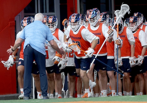 The Syracuse men’s lacrosse team host Harvard in the first round of the NCAA Lacrosse Championship at the JMA Wireless Dome, May 11, 2025.  Dennis Nett | dnett@syracuse.com
