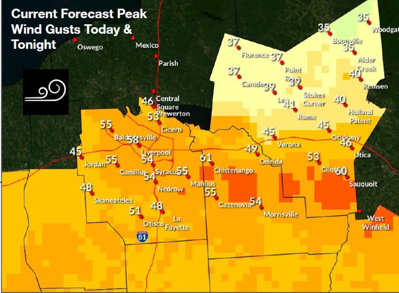High wind warnings expanded in Central New York