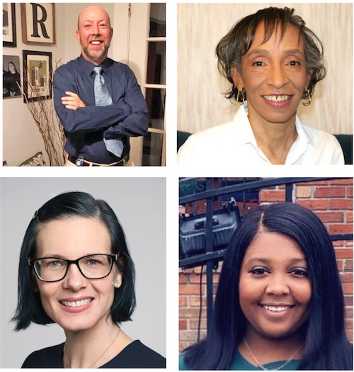 The candidates running for Syracuse city school board include Michael Root (top left), Twiggy Billue (top right), Karen Cordano (bottom left) and Nyatwa Bullock (bottom left).