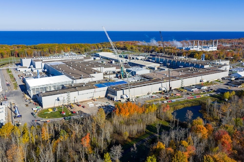 Crews are working around the clock to get the Novelis aluminum plant in the Oswego County town of Scriba back into production after a Sept. 16, 2025, fire knocked out its hot mill. In the background is Lake Ontario. N. Scott Trimble | strimble@syracuse.com 