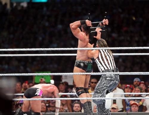 Drew McIntyre takes on CM Punk during the WWE SummerSlam at Cleveland Browns stadium. 