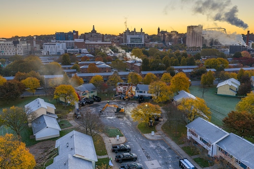 Demolition begins on the McKinney Manor apartments along Adams St Tuesday, October 28, 2025. N. Scott Trimble | strimble@syracuse.com