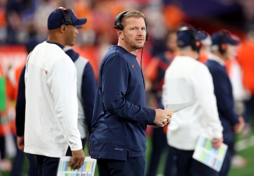 Offensive coordinator Jason Beck. The Syracuse Orange football team take on the Boston Eagles Nov. 3, 2023 at the JMA Wireless Dome in Syracuse N.Y. Dennis Nett | dnett@syracuse.com