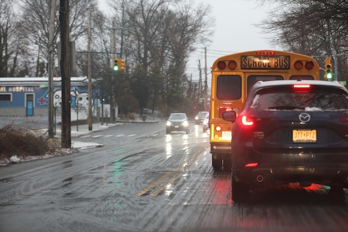 A wintry mix of snow, sleet and freezing rain during a morning commute.