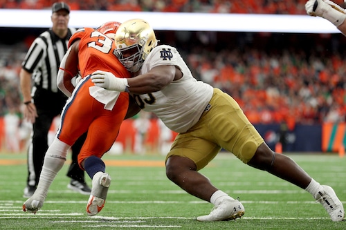Preview Syracuse vs. Notre Dame for Saturday with updated odds, projections, and data-driven predictions from 10,000 Dimers simulations ahead of kickoff at Notre Dame Stadium.